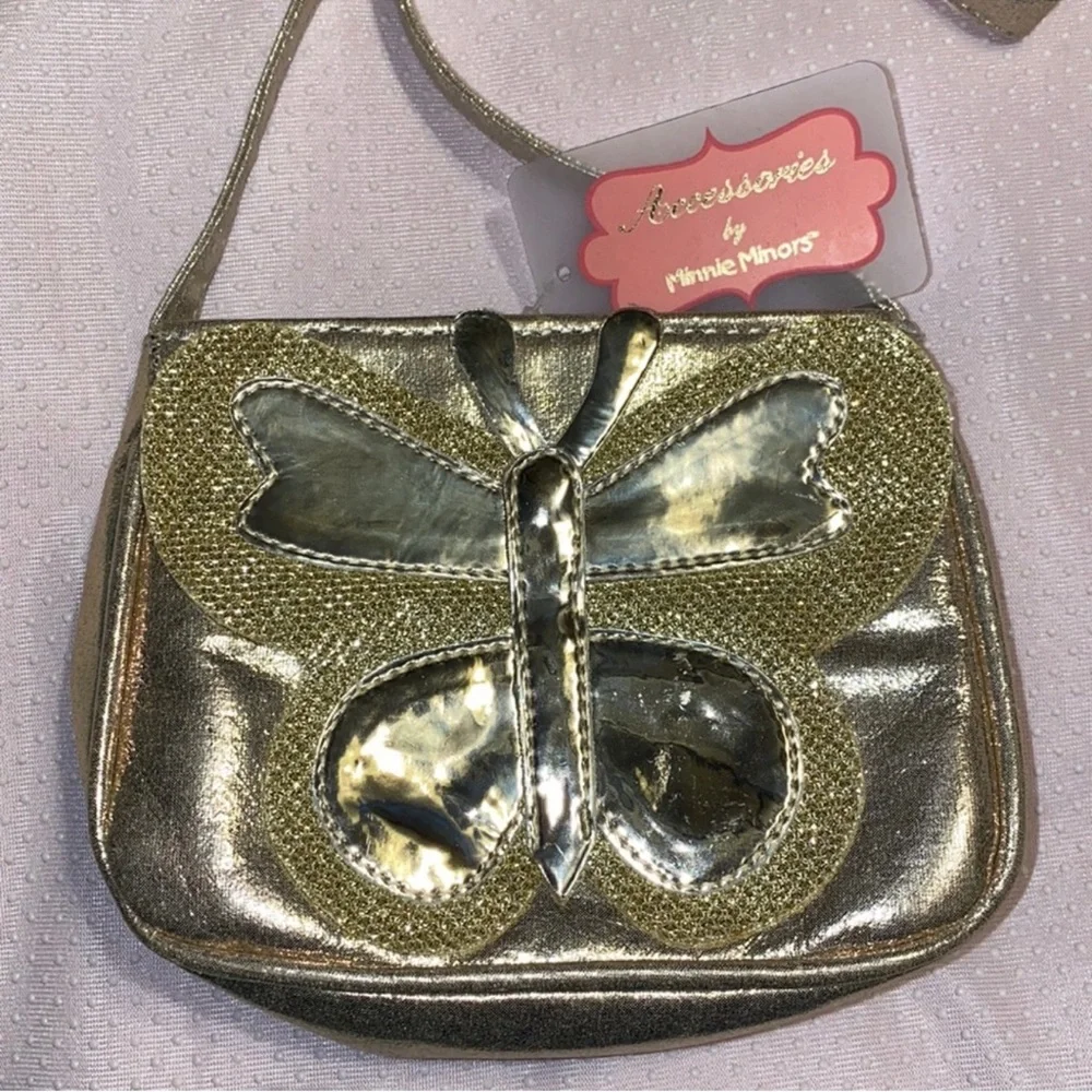 By Minnie Minors Gold Butterfly Accent Bag